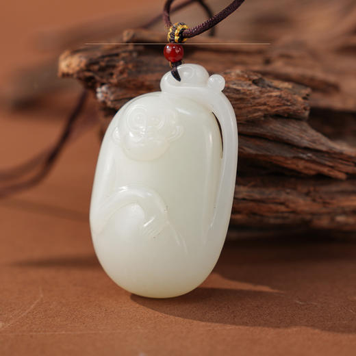 「年礼优选」【灵猴献瑞】羊脂白玉挂件 商品图0