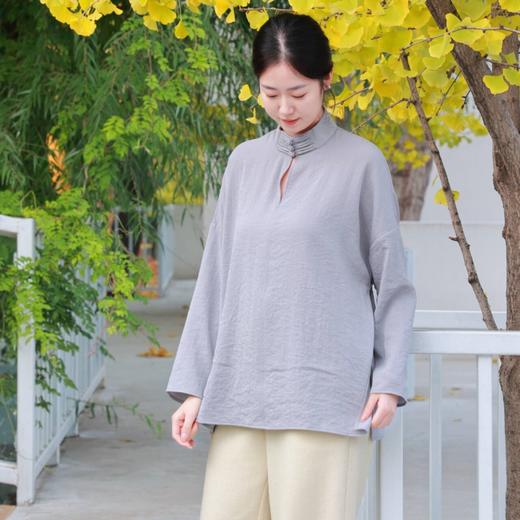 【抖音专属】立领衬衣（22810120-青鸾） 商品图0