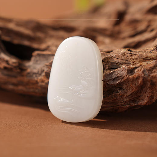 「年礼优选」【逐鸳合美】羊脂白玉挂件 商品图0