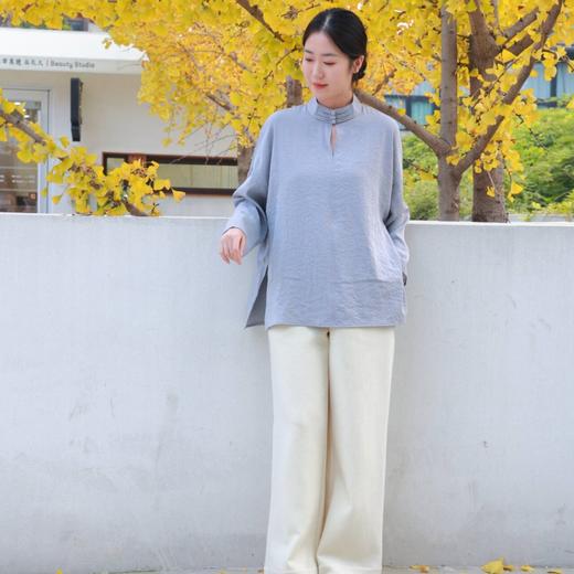 【抖音专属】立领衬衣（22810120-青鸾） 商品图1