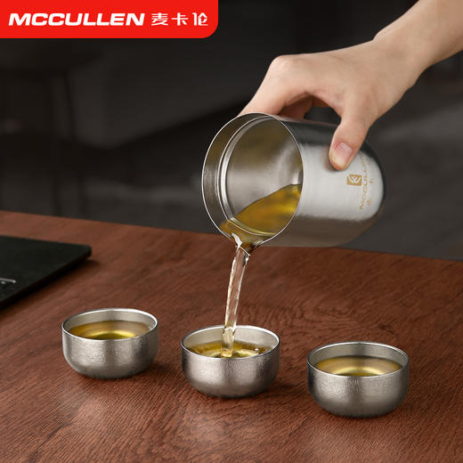 麦卡伦纯钛旅行茶具套装户外露营便携式双层茶具套装随身快客杯子纯钛茶具旅行套装TXL400 商品图3