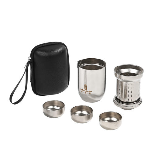 麦卡伦纯钛旅行茶具套装户外露营便携式双层茶具套装随身快客杯子纯钛茶具旅行套装TXL400 商品图5