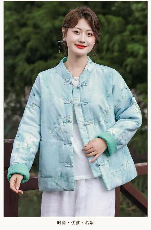 2026元旦回馈！！最后数量，即将下架【棉服】100%棉纱款！！新中式国风2025秋冬宽松大码薄款棉服外套-喜出 商品图3