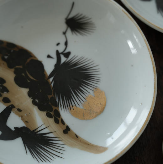 日本明治时期手绘老松图碟 釉上彩 X1345 商品图3