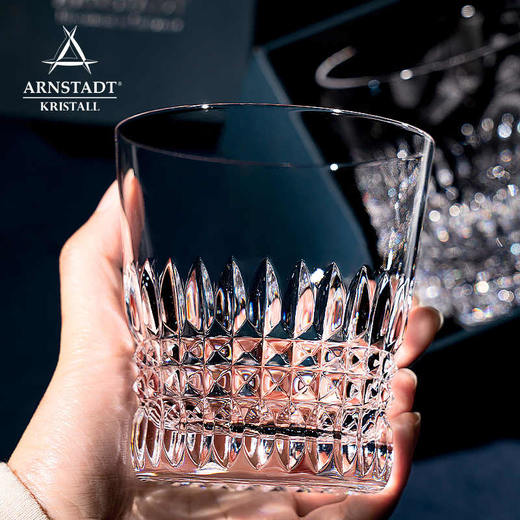 德国水晶杯进口洋酒杯ARNSTADT手工切子高级感礼盒精致威士忌酒杯安斯特帝国威士忌杯350ml古典酒樽750ml 商品图3