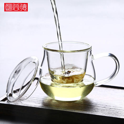 高硼硅玻璃耐高温茶水分离泡茶杯子办公家用过滤茶杯三件杯TB006璃匠泡茶杯360ml 商品图1