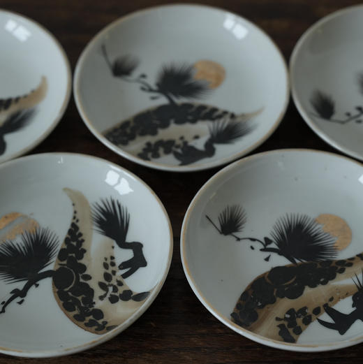 日本明治时期手绘老松图碟 釉上彩 X1345 商品图1