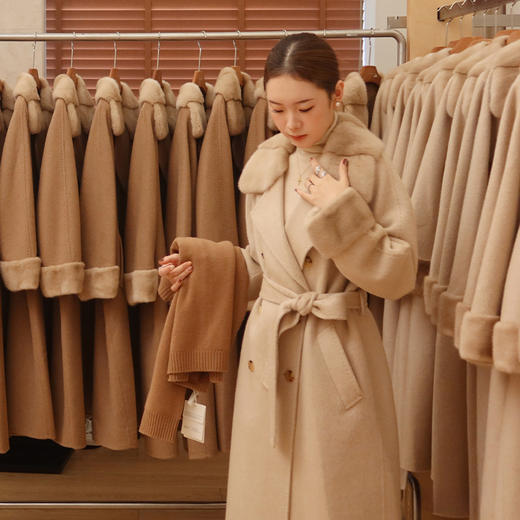 【特价不退换】【预售7天】良木礼骆驼绒水貂大衣(D8206) 商品图3