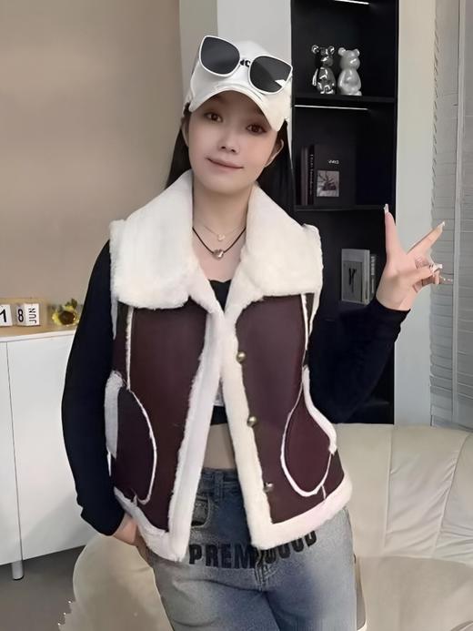 双十二错过没有，微脏样衣！！！最后库存。皮毛一体马甲秋冬厚款加绒马甲上衣-喜出 商品图6