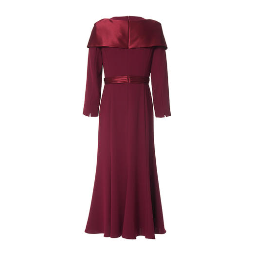 EITIE爱特爱缎面撞料设计钉珠装饰优雅礼服裙8377006 商品图3