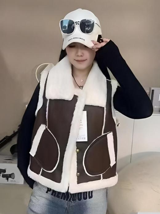 双十二错过没有，微脏样衣！！！最后库存。皮毛一体马甲秋冬厚款加绒马甲上衣-喜出 商品图5