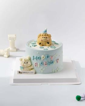 蓝恋熊情侣定制蛋糕（百分百进口动物奶油）