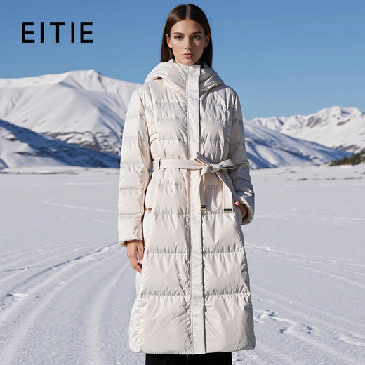 下架-EITIE爱特爱加厚保暖长款收腰连帽鹅绒显瘦冬季新款羽绒服D2511909X 商品图2