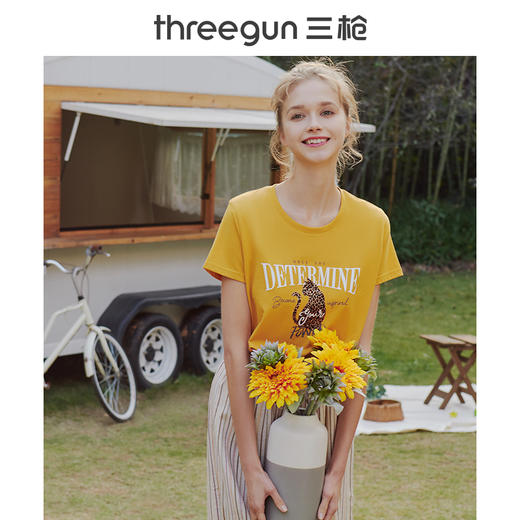 Threegun三枪 水柔棉圆领短袖女衫-23488A911 商品图7