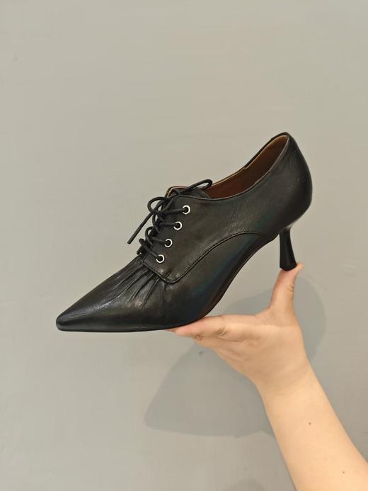 西村名物2025年秋季新款细高跟小尖头舒适原皮面深口鞋小短靴X25CM31851 商品图11
