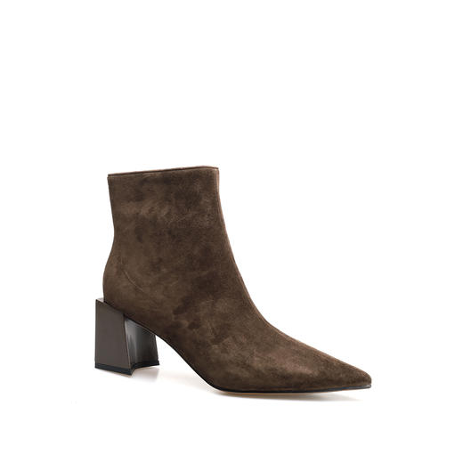 豪麟名鞋迪嘉女鞋短靴羊反绒面革DJHJA52WN020咖啡色 商品图0