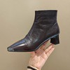 西村名物2025年冬季新款时尚中跟小尖头侧拉链切尔西靴时装靴U25DS49731 商品缩略图0