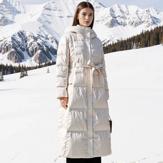 下架-EITIE爱特爱加厚保暖长款收腰连帽鹅绒显瘦冬季新款羽绒服D2511909X 商品图10