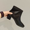 西村名物2025年冬季新款舒适中跟粗跟小方头时尚短靴切尔西靴时装靴U25DS49681 商品缩略图3
