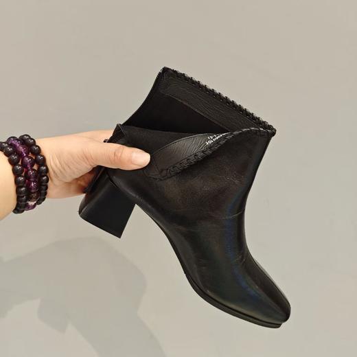 西村名物2025年冬季新款舒适中跟粗跟小方头时尚短靴切尔西靴时装靴U25DS49681 商品图3