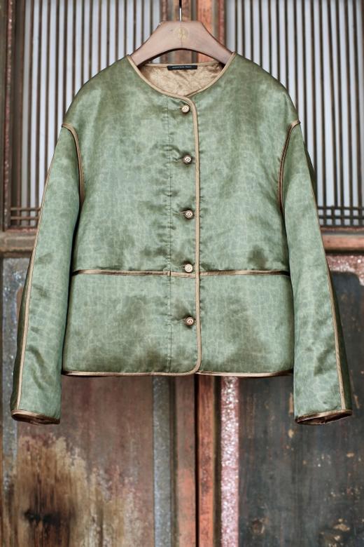 盛唐牡丹 | 雀梅绿真丝香云纱羽绒服 商品图0