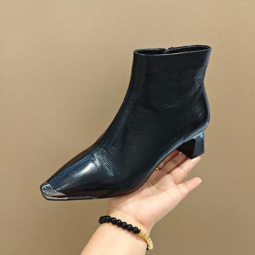 西村名物2025年冬季新款时尚中跟小尖头侧拉链切尔西靴时装靴U25DS49731 商品图1