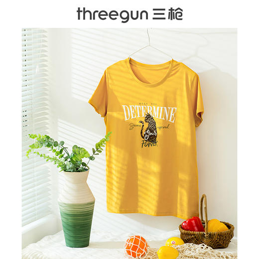 Threegun三枪 水柔棉圆领短袖女衫-23488A911 商品图8