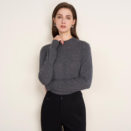 EITIE爱特爱纯色简约半高领舒适柔软羊毛秋季新款针织衫C2501808 商品图7