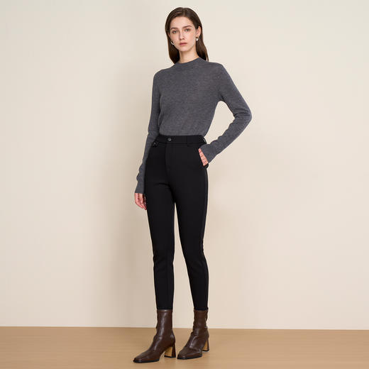 EITIE爱特爱纯色简约半高领舒适柔软羊毛秋季新款针织衫C2501808 商品图9