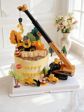 【工程车吊机】叮当CAKE爆款儿童蛋糕-鲜果奶油蛋糕