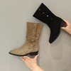 西村名物2025年冬季新款时尚铆钉舒适百搭小尖头中靴U25DC48731 商品缩略图1