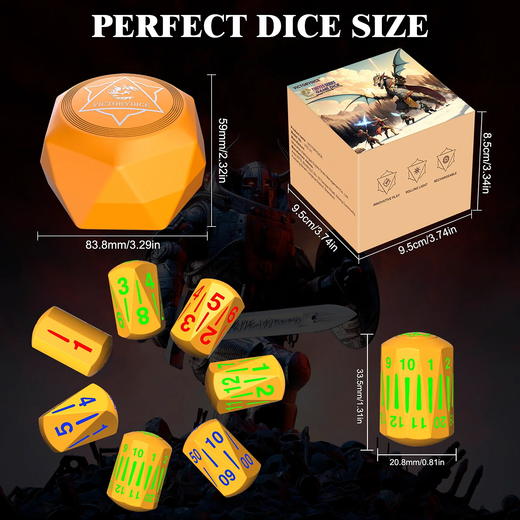 美国《龙与地下城》正版 Victorydice可充电硅胶多面体发光骰子  7颗装 带充电盒 商品图2