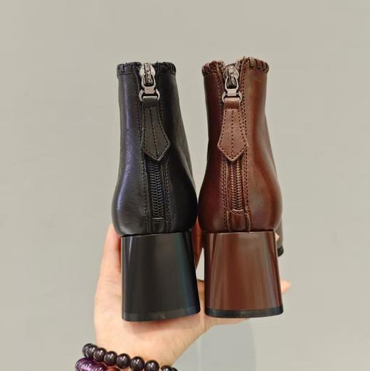 西村名物2025年冬季新款舒适中跟粗跟小方头时尚短靴切尔西靴时装靴U25DS49681 商品图5