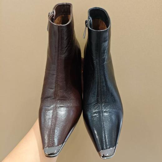 西村名物2025年冬季新款时尚中跟小尖头侧拉链切尔西靴时装靴U25DS49731 商品图2