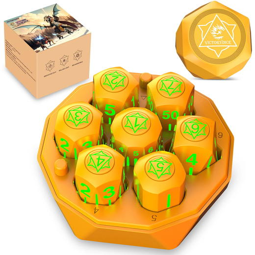美国《龙与地下城》正版 Victorydice可充电硅胶多面体发光骰子  7颗装 带充电盒 商品图6