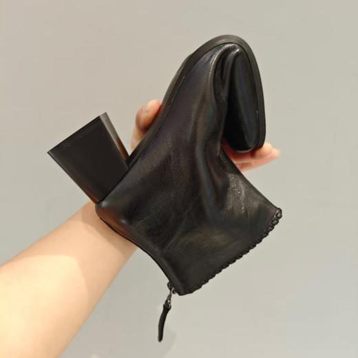 西村名物2025年冬季新款舒适中跟粗跟小方头时尚短靴切尔西靴时装靴U25DS49681 商品图4