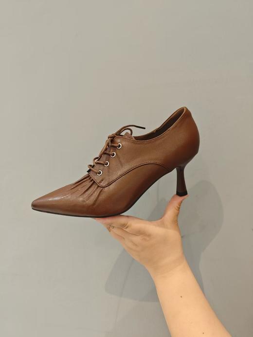 西村名物2025年秋季新款细高跟小尖头舒适原皮面深口鞋小短靴X25CM31851 商品图12