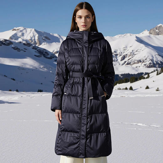 下架-EITIE爱特爱加厚保暖长款收腰连帽鹅绒显瘦冬季新款羽绒服D2511909X 商品图5