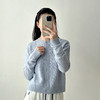 baby蓝羊毛羊绒复古绞花麻花针织毛衣开衫 商品缩略图1