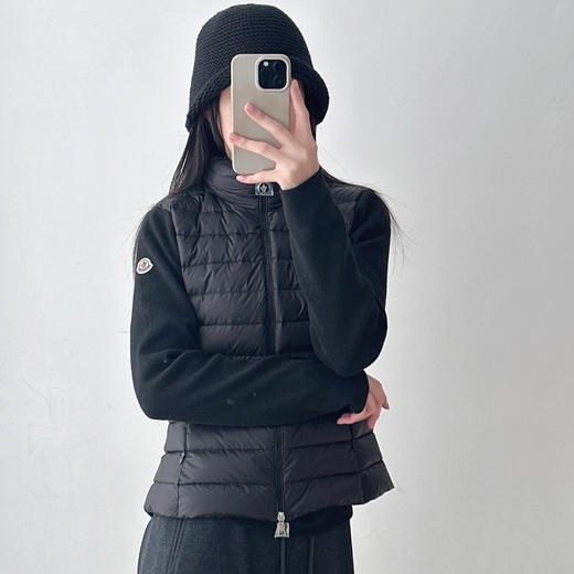 针织拼接翻领立领两穿修身羽绒服外套 商品图0