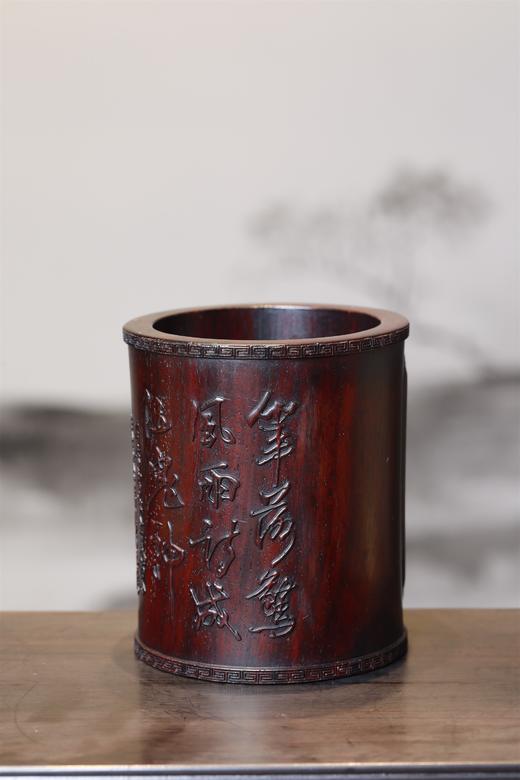 太白撑灯图°黑檀小笔筒 商品图2