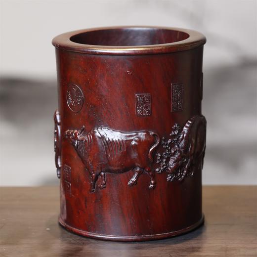 五牛图°大/小号黑檀笔筒 商品图1