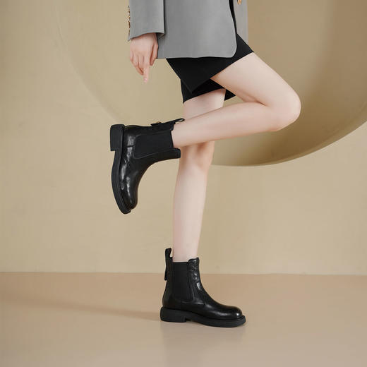 Westory2025年冬季圆头低跟牛皮切尔西休闲短靴S25DS85791 商品图6