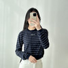 2025新款时尚设计感百搭条纹圆领长袖显瘦修身针织衫上衣女秋冬季 商品缩略图0
