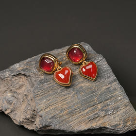 北京仓｜Goossens Paris-RENAISSANCE-勃艮第红 爱心 耳环［法国设计师］