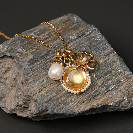 北京仓｜Goossens Paris-Talisman trio charms-护身符 天然水晶 珍珠 项链［法国设计师］ 商品图0