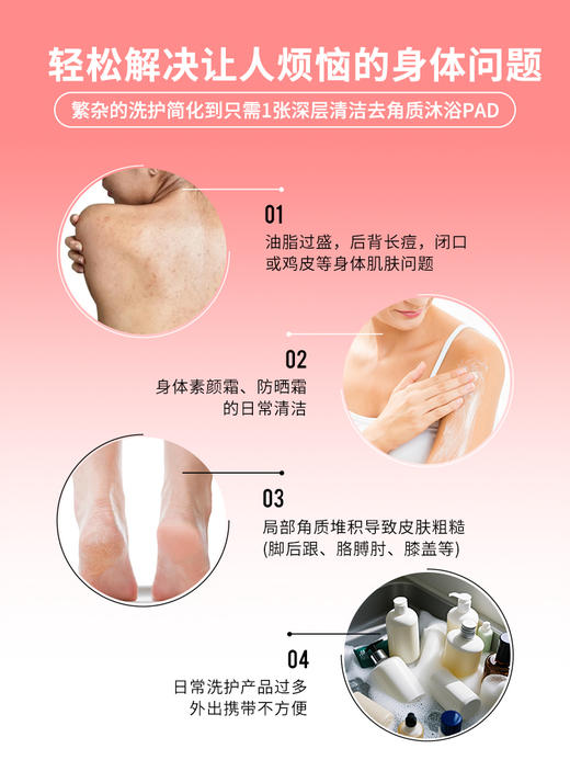 妈妈的澡堂 身体去角质沐浴搓澡垫（控油洁净 粉色）3片/盒 商品图8