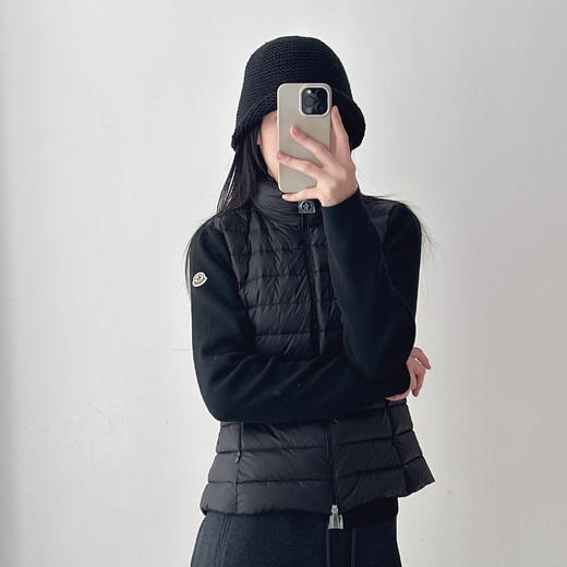 针织拼接翻领立领两穿修身羽绒服外套 商品图4