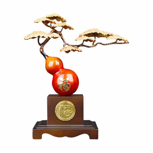 E-YM-FK284 彩铜工艺迎客松葫芦摆件 280*100*320 商品图0