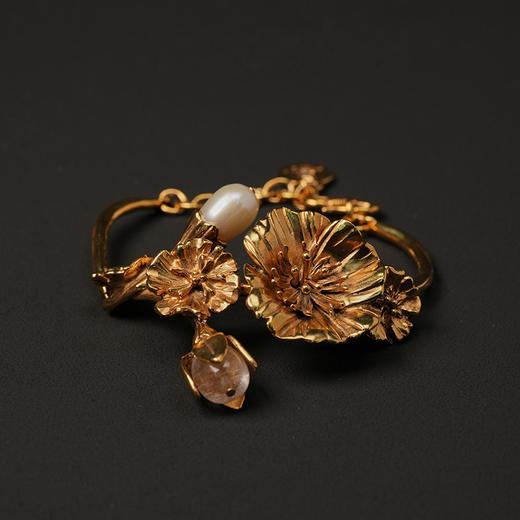 北京仓｜Goossens Paris-Fleur de Pavot-虞美人 金色 珍珠 手镯［法国设计师］ 商品图0